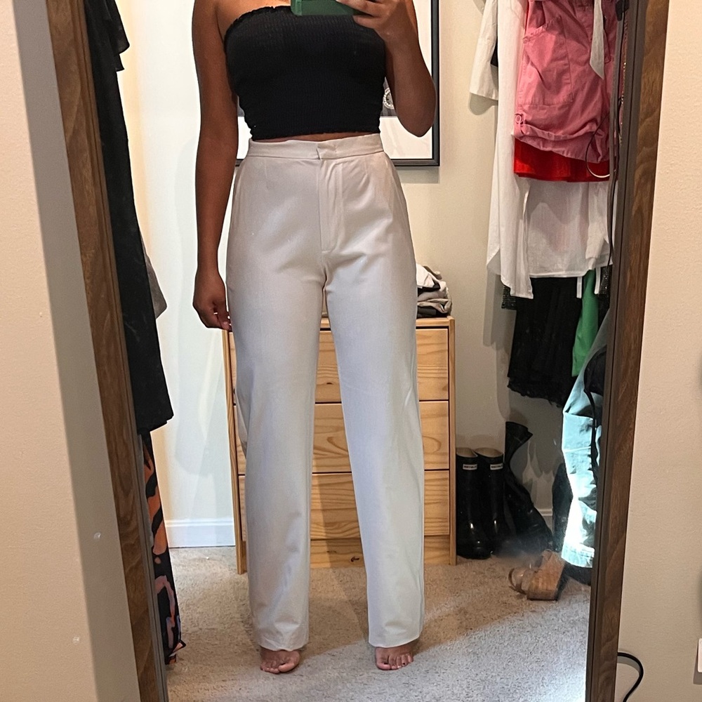 Cream High-waisted MaxMara Pants